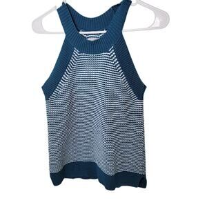 ANNE TAYLOR LOFT Teal & White Knit Tank – Size Small Petite– Sleeveless Top